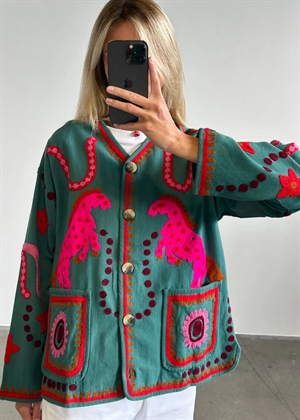Maggie jakke Green Suzani Embroidery Sissel Edelbo 